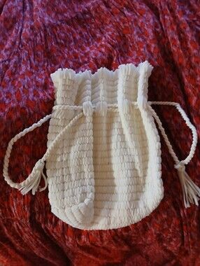 1960's Ivory Drawstring Bag - Mountain Dell Bags by the Terry Co Asheville NC